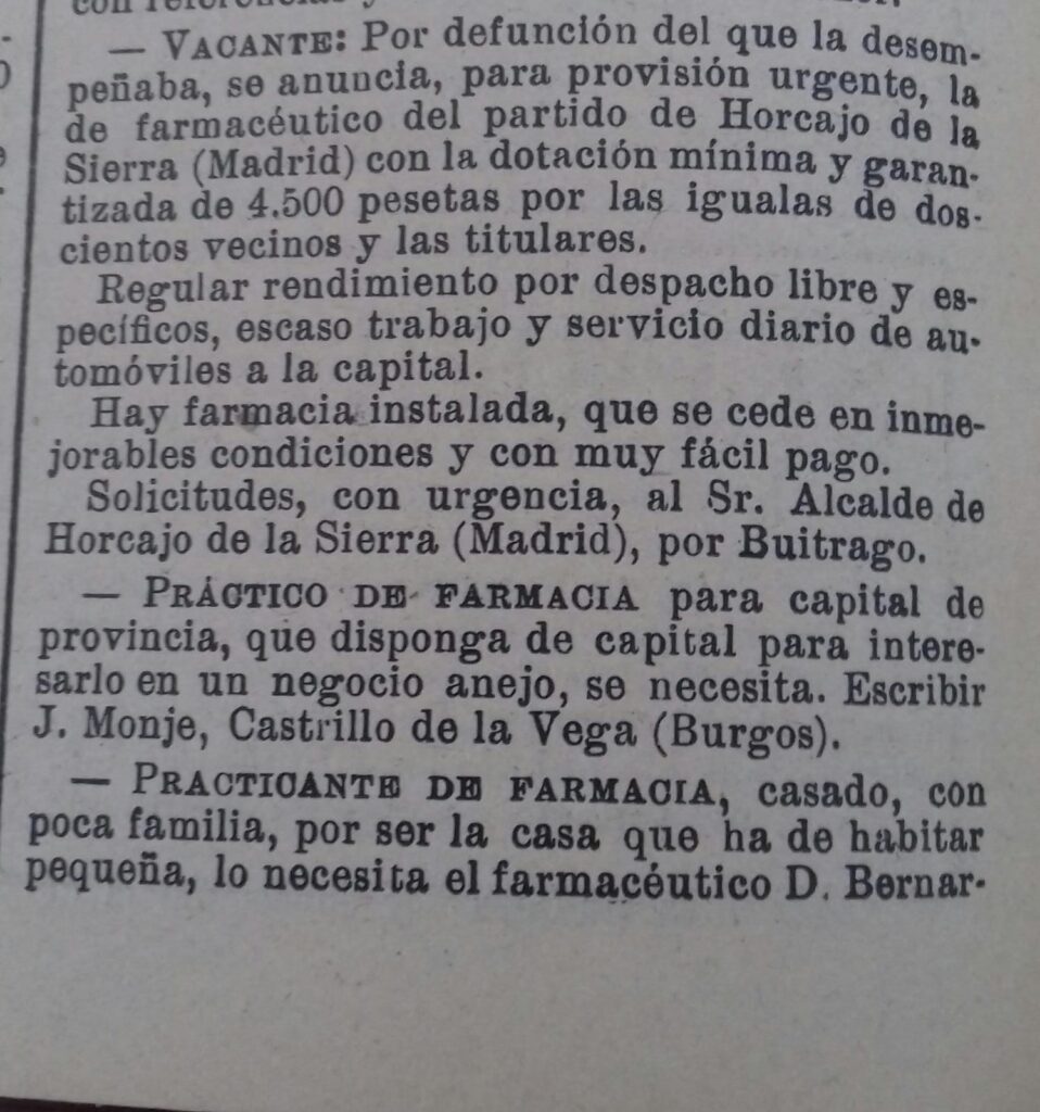 "La Farmacia Española" Octubre 1922